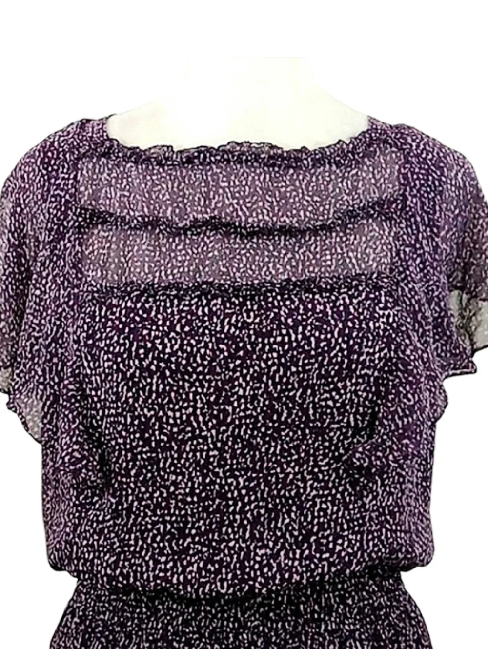 Parker Ruffle Silk Mini Dress in Funfetti Purple Size Small